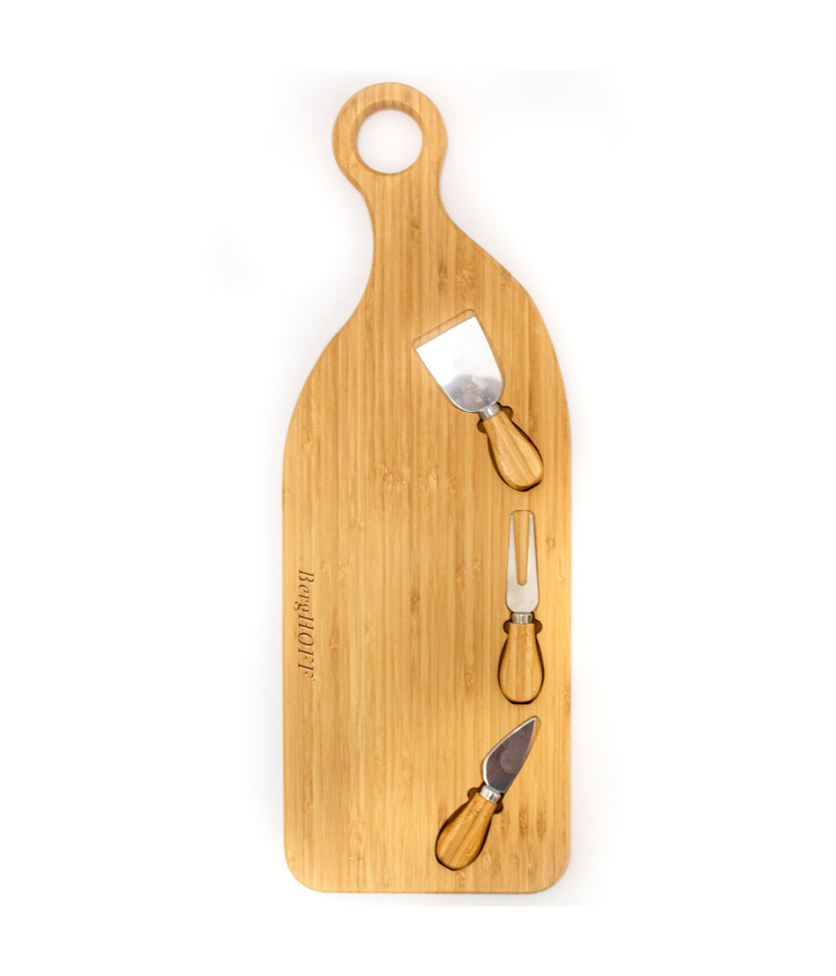  BergHOFF Bamboo 4 Piece Paddle Cheese Board Set - Brown - Bonton