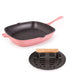  BergHOFF Neo 2 Piece Cast Iron Grill Pan with Slotted Steak Press - Pink - Bonton