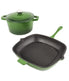  BergHOFF Neo Cast Iron Covered Dutch Oven & Grill Pan Set - Green - Bonton