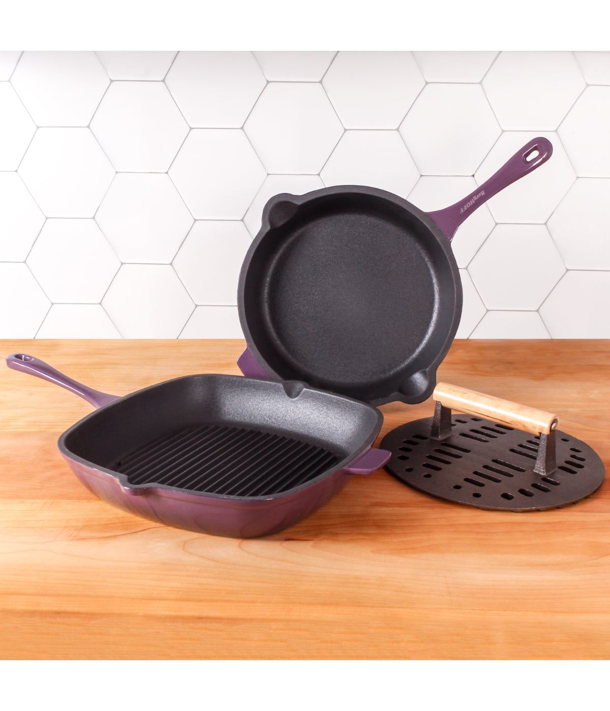  BergHOFF Neo Cast Iron Fry Pan - Purple - Bonton