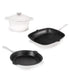  BergHOFF Neo Cast Iron 4 Piece Set with Grill Pan, Fry Pan & Covered Dutch Oven - White - Bonton