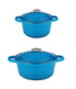  BergHOFF Neo Cast Iron 4 Piece Set with Covered Dutch Oven & Covered Stockpot - Blue - Bonton