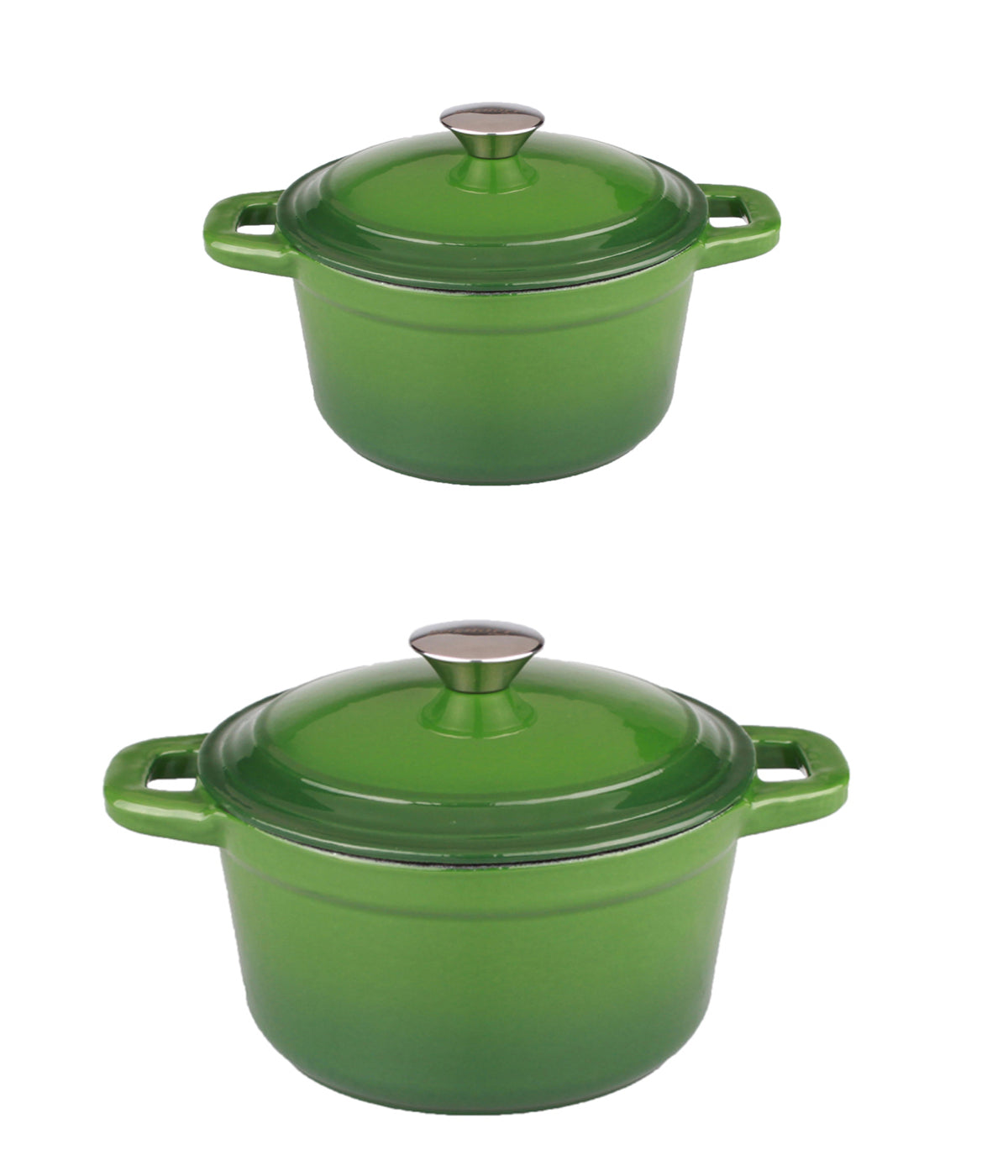  BergHOFF Neo Cast Iron 4 Piece Set with Covered Dutch Oven & Covered Stockpot - Green - Bonton