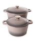  BergHOFF Neo Cast Iron 4 Piece Set with Covered Dutch Oven & Covered Stockpot - Oyster - Bonton