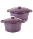  BergHOFF Neo Cast Iron 4 Piece Set with Covered Dutch Oven & Covered Stockpot - Purple - Bonton