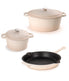  BergHOFF Neo Cast Iron 5 Piece Set with 3 Qt & 5 Qt Covered Dutch Oven & Fry Pan - Meringue - Bonton