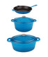  BergHOFF Neo Cast Iron 5 Piece Set with 5 Qt & 8 Qt Covered Dutch Oven & Fry Pan - Blue - Bonton