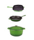  BergHOFF Neo Cast Iron 4 Piece Set with Fry Pan, Grill Pan & Covered Dutch Oven - Green - Bonton