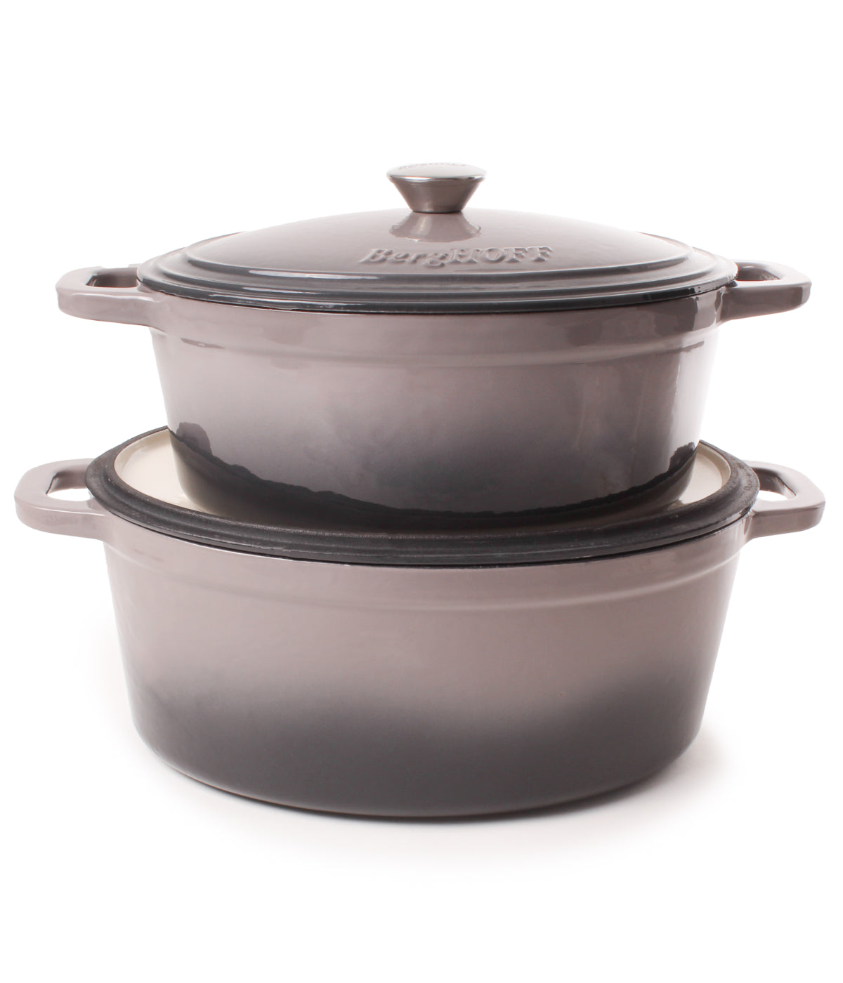  BergHOFF Neo Cast Iron 4 Piece Set with Covered Dutch Oven - Oyster - Bonton