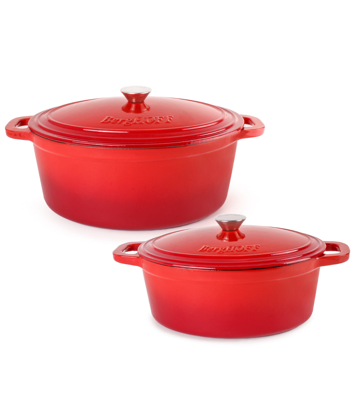  BergHOFF Neo Cast Iron 4 Piece Set with Covered Dutch Oven - Red - Bonton