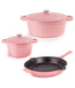  BergHOFF Neo Cast Iron 5 Piece Set with 3 Qt & 5 Qt Covered Dutch Oven & Fry Pan - Pink - Bonton