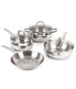  BergHOFF Belly Shape 18/10 Stainless Steel 7 Piece Starter Cookware Set with Glass Stainless Steel Lids - Silver - Bonton