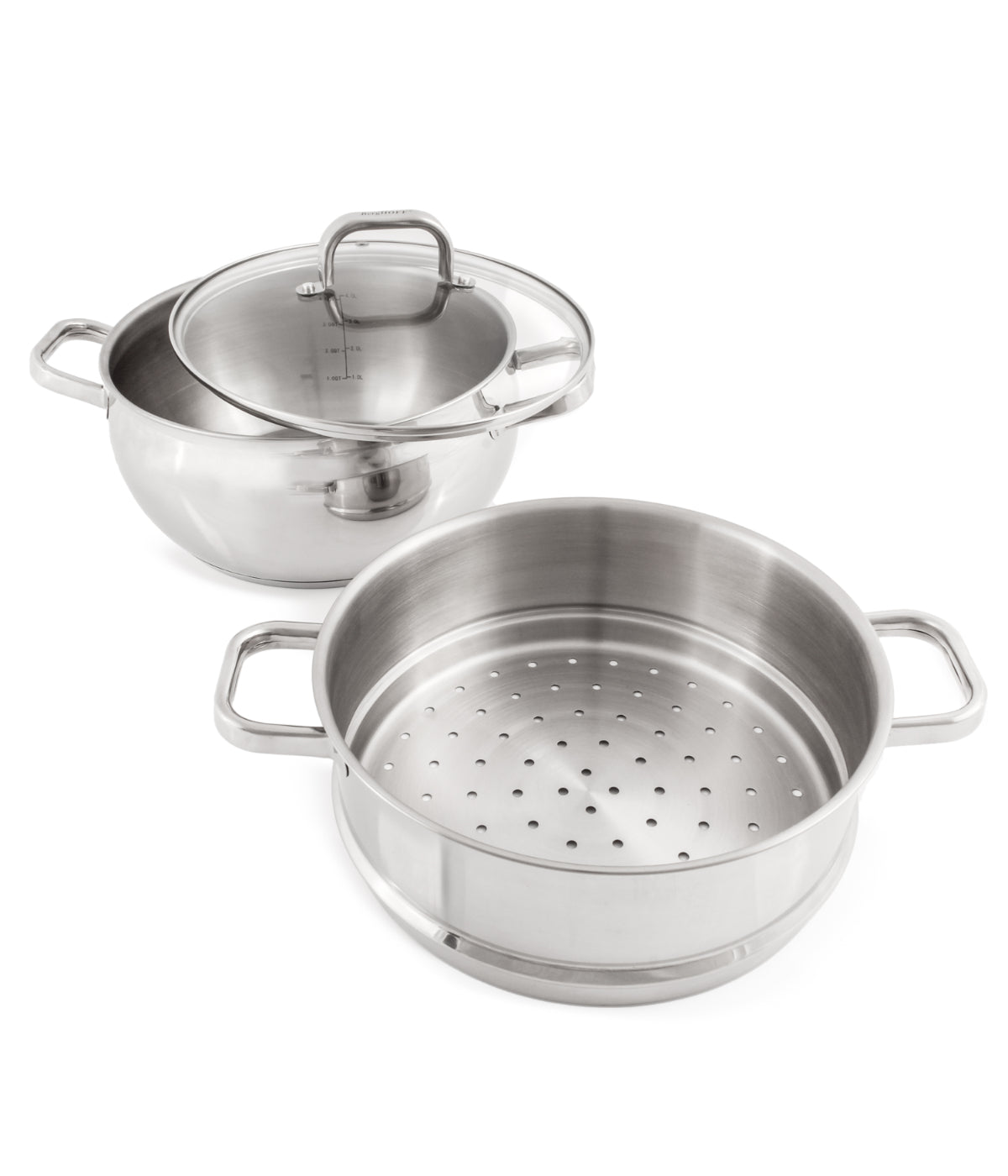  BergHOFF Belly Shape 3 Piece 18/10 Stainless Steel Steamer Set - Silver - Bonton