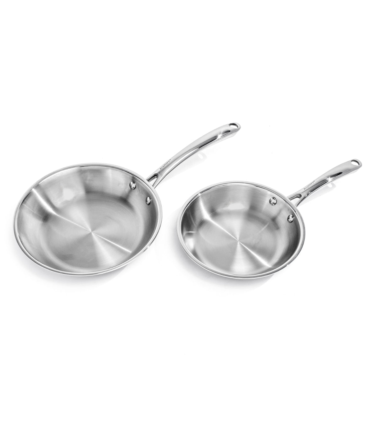  BergHOFF Professional 18/10 Stainless Steel Tri-Ply 2 Piece Frying Pan Set - Silver - Bonton