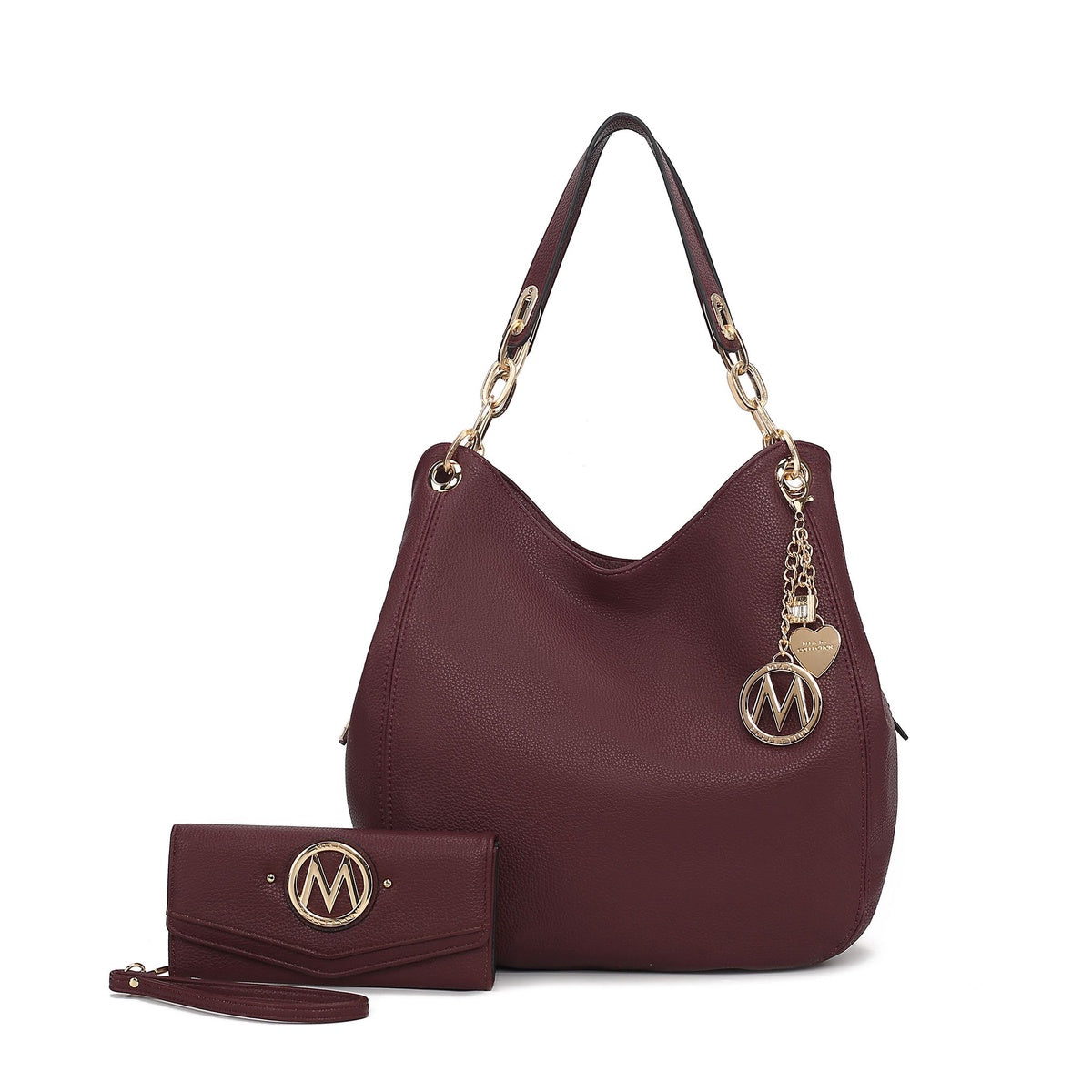  MKF Collection Ashley Hobo Bag and Wallet Set - Cognac Brown - Bonton