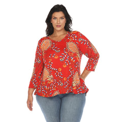 Plus Size Vibrant Boho Swing Top