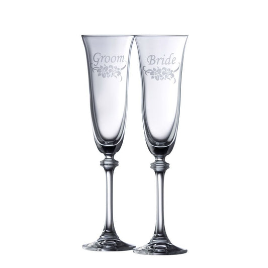 Bride and Groom Champagne Glasses Set of 2