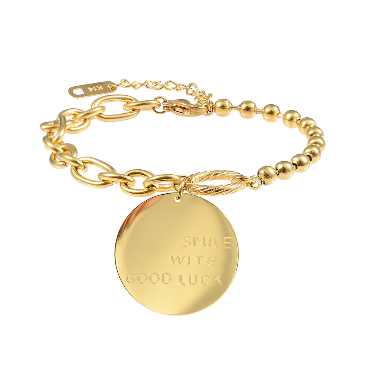  Gemesis Jewels by Edforce Ball & Link Chain Bracelet with Pendant - Gold - Bonton