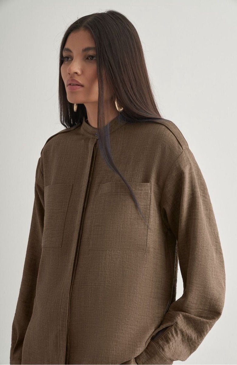  Mizalle Mizalle Tunic With Epaulette Detail - Brown - Bonton