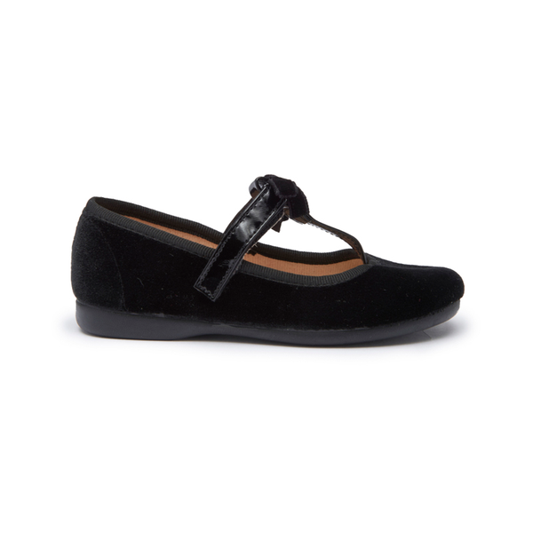  Childrenchic Velvet T-Strap Party Shoes in Black - Black - Bonton