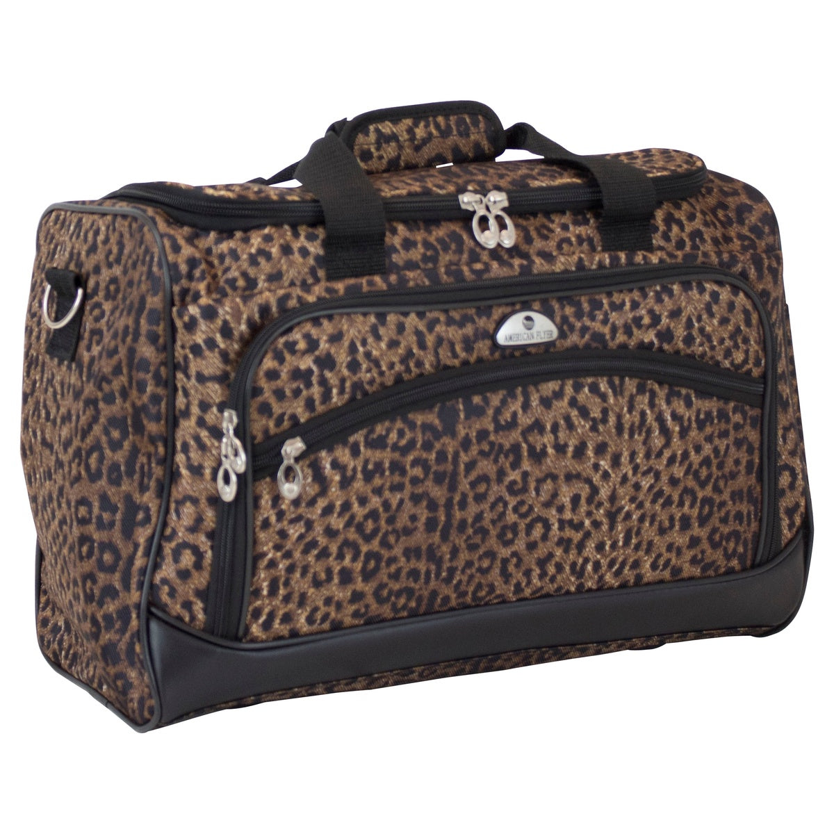  American Flyer American Flyer Animal Print Duffel Bag - Leopard Black - Bonton