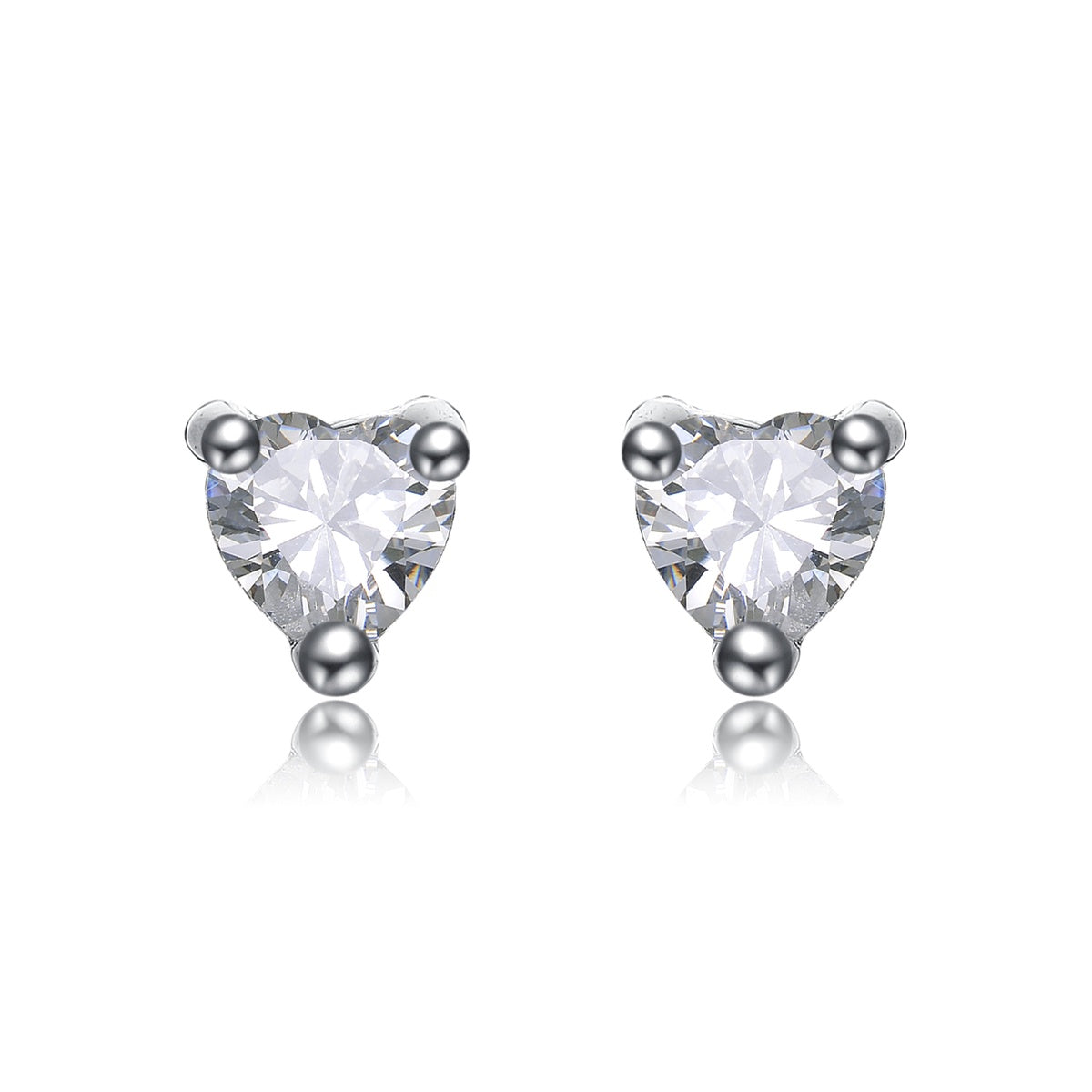  Rachel Glauber Exquisite White Gold Plated Martini Prong Stud Earrings Featuring Sparkling Clear Heart-Shaped Cubic Zirconia Stones - Default Title - Bonton