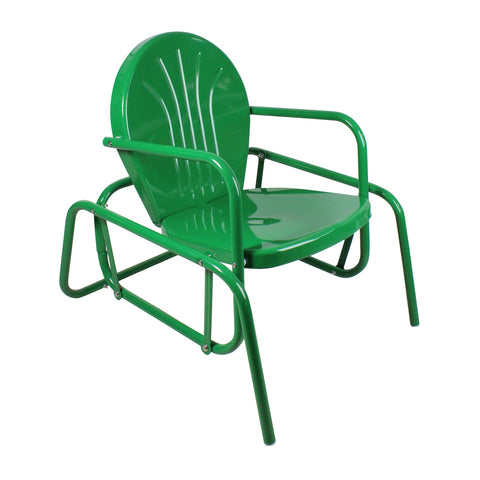 Outdoor Retro Metal Tulip Glider Patio Chair  Green