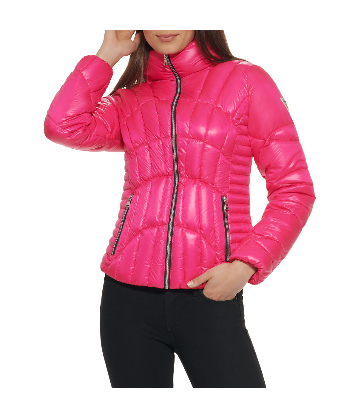  GUESS Quilted Puffer Jacket Hot Pink - Hot Pink - Bonton