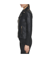 Faux Leather Asymmetrical Moto Jacket Black