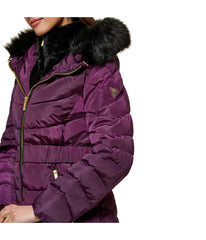 Faux Fur Trim Puffer Jacket 2 Eggplant