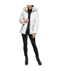 Faux Fur Trim Puffer Jacket Milk