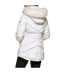 Faux Fur Trim Puffer Jacket Milk