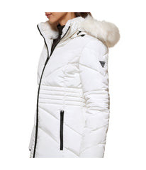 Faux Fur Trim Puffer Jacket Milk