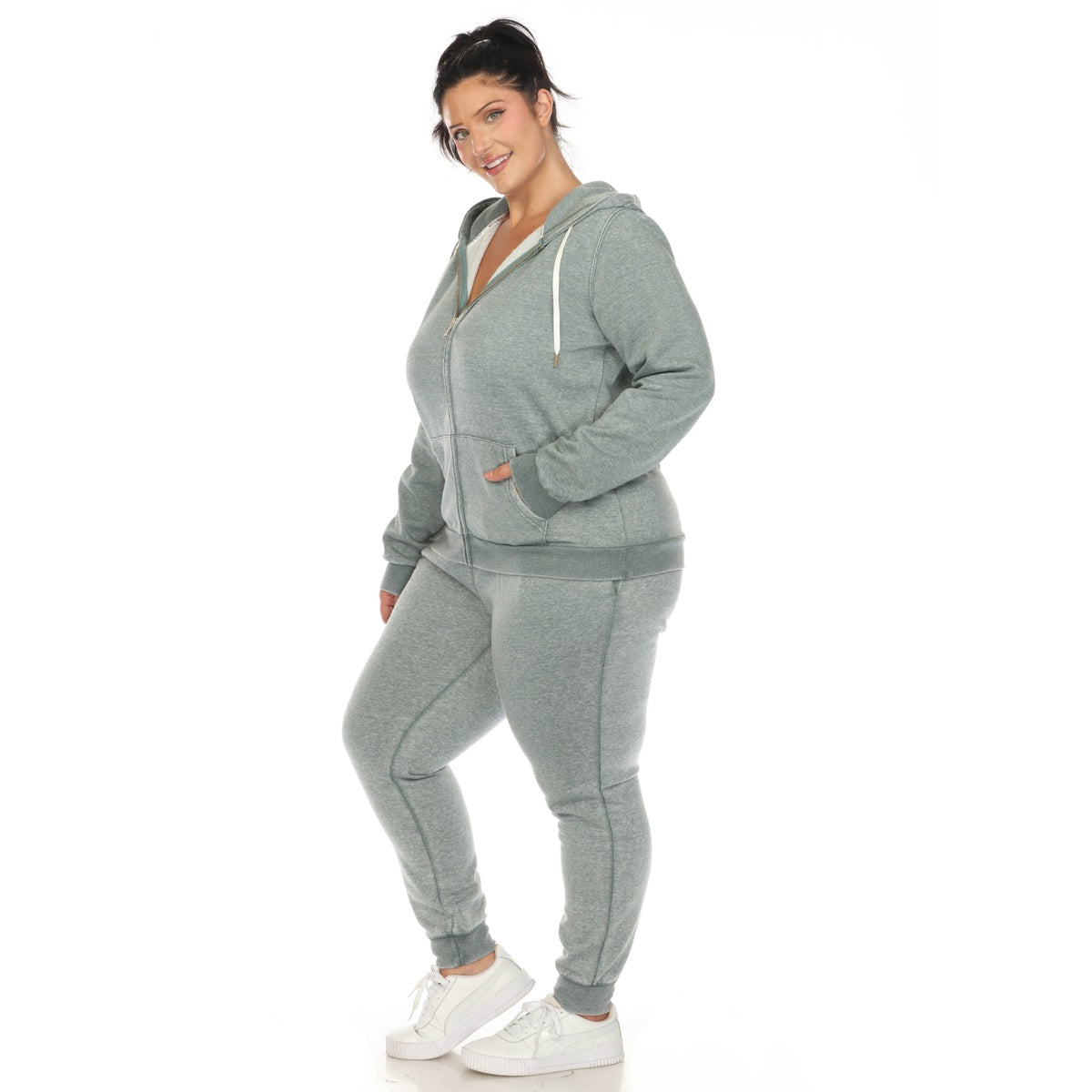  White Mark Plus Size Burnout Jogger Set - 1X - Bonton