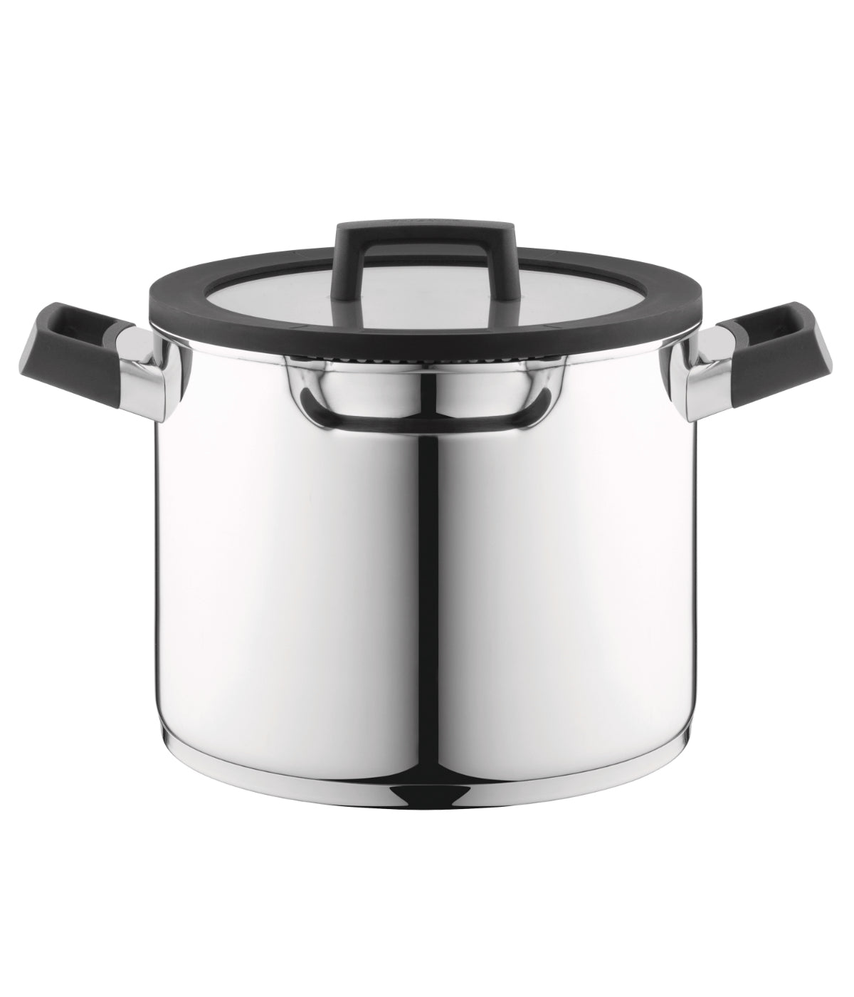  BergHOFF Gem Downdraft 18/10 Stainless Steel Covered Stockpot - Silver, Black - Bonton