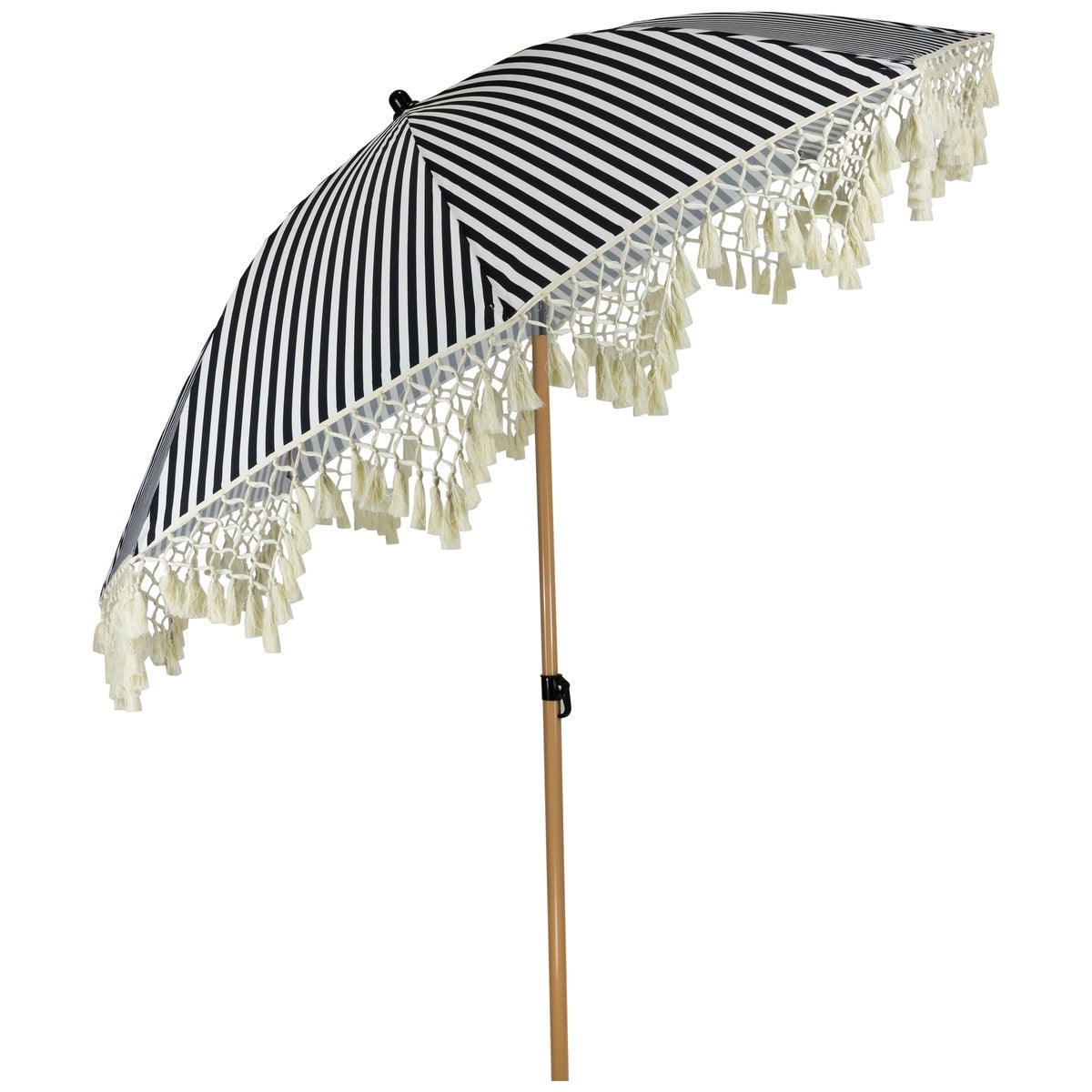  Northlight Striped Outdoor Beach Market Umbrella With Tilt- 6.5' - Black and White - Default Title - Bonton