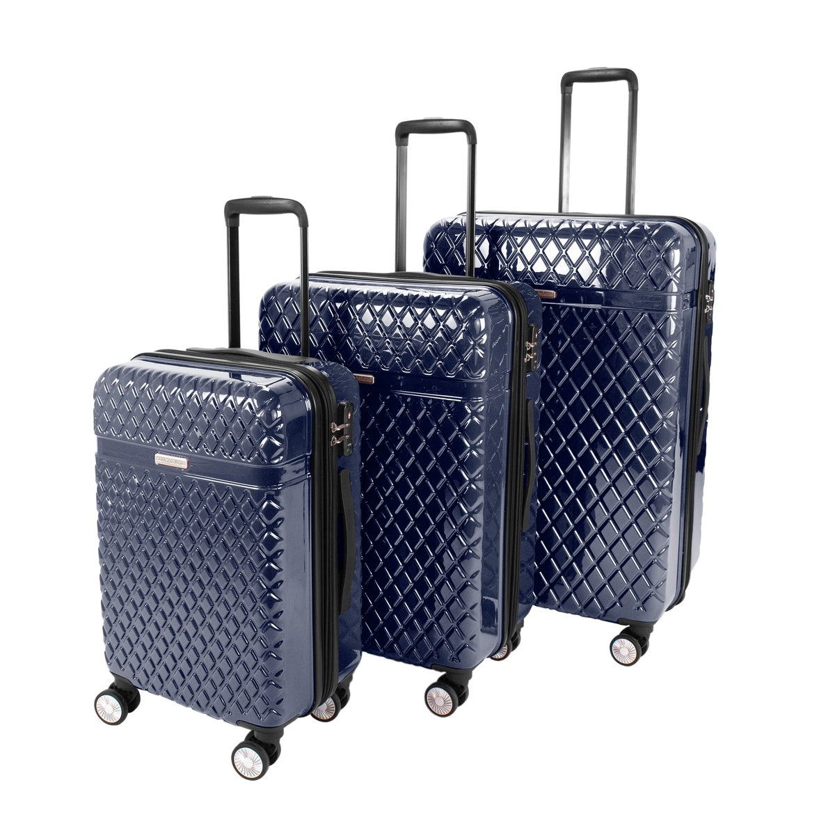  Kathy Ireland Kathy Ireland Yasmine 3-Piece Hardside Luggage Set - Navy - Bonton