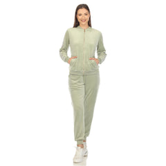 Women's 2-Piece Velour With Faux Leather Stripe