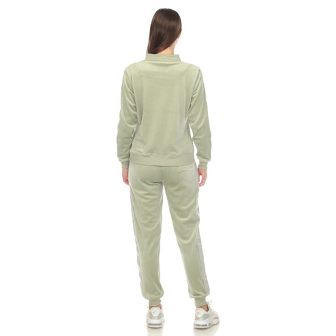 Women's 2-Piece Velour With Faux Leather Stripe