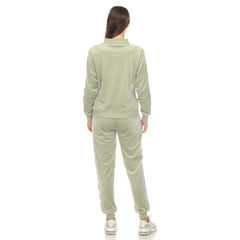 Women's 2-Piece Velour With Faux Leather Stripe