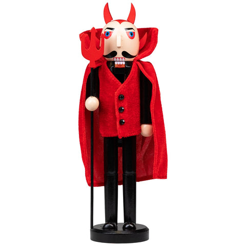 Devil Holding Pitch Fork Halloween Nutcracker - 14" - Red and Black