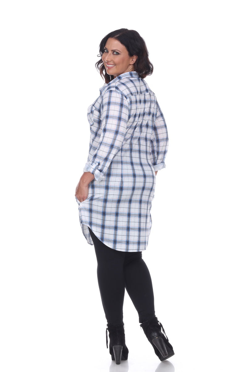  White Mark Plus Piper Stretchy Plaid Tunic - 2X - Bonton