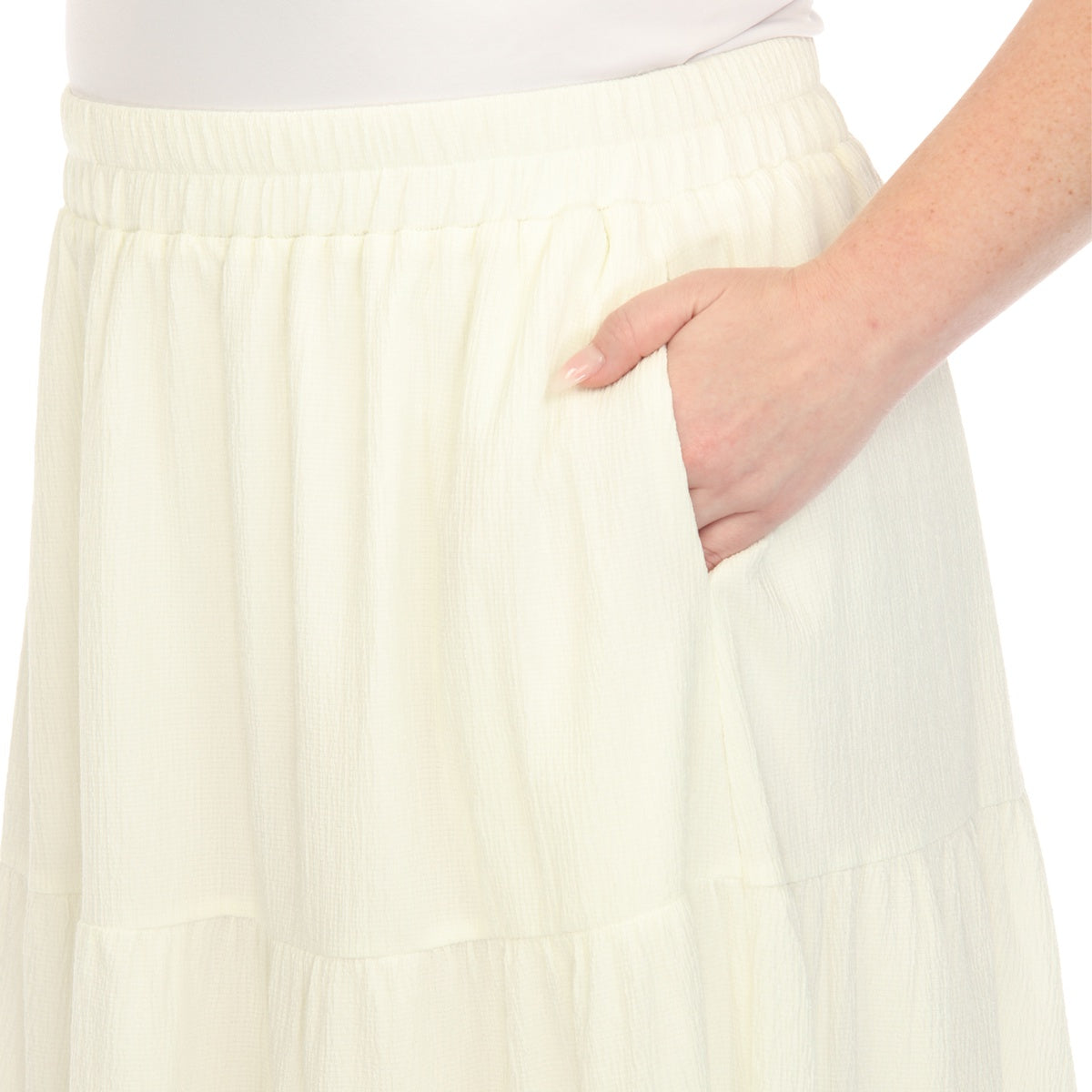  White Mark Plus Size Pleated Tiered Maxi Skirt - 1X - Bonton