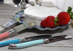 7 Piece Laguiole Cream, Coral and Turquoise Cheese Knife and Spreader Set