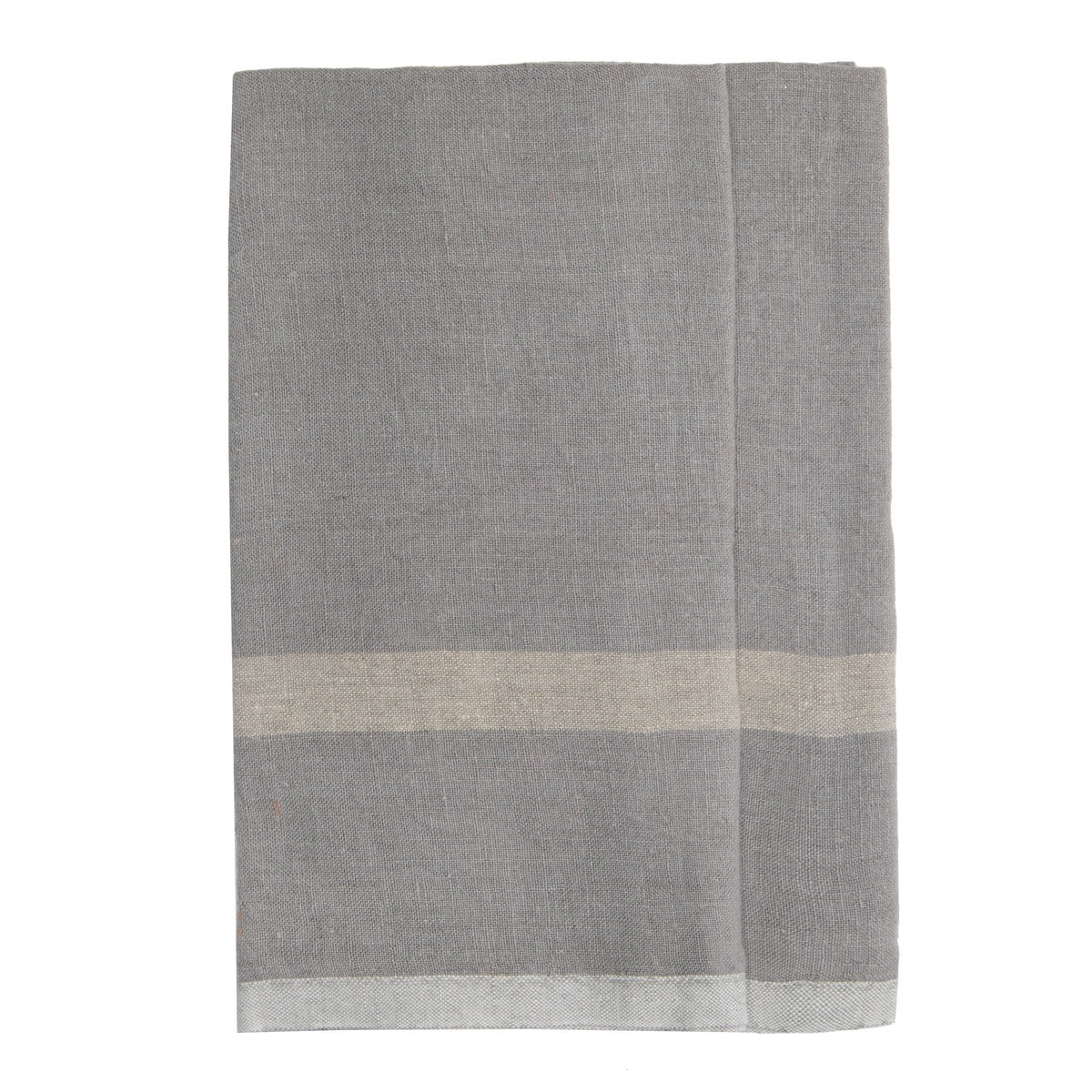  Caravan Laundered Linen Towels, Set of 2 - Grey & Lime - Bonton