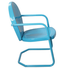 34" Outdoor Retro Metal Tulip Armchair  Sky Blue