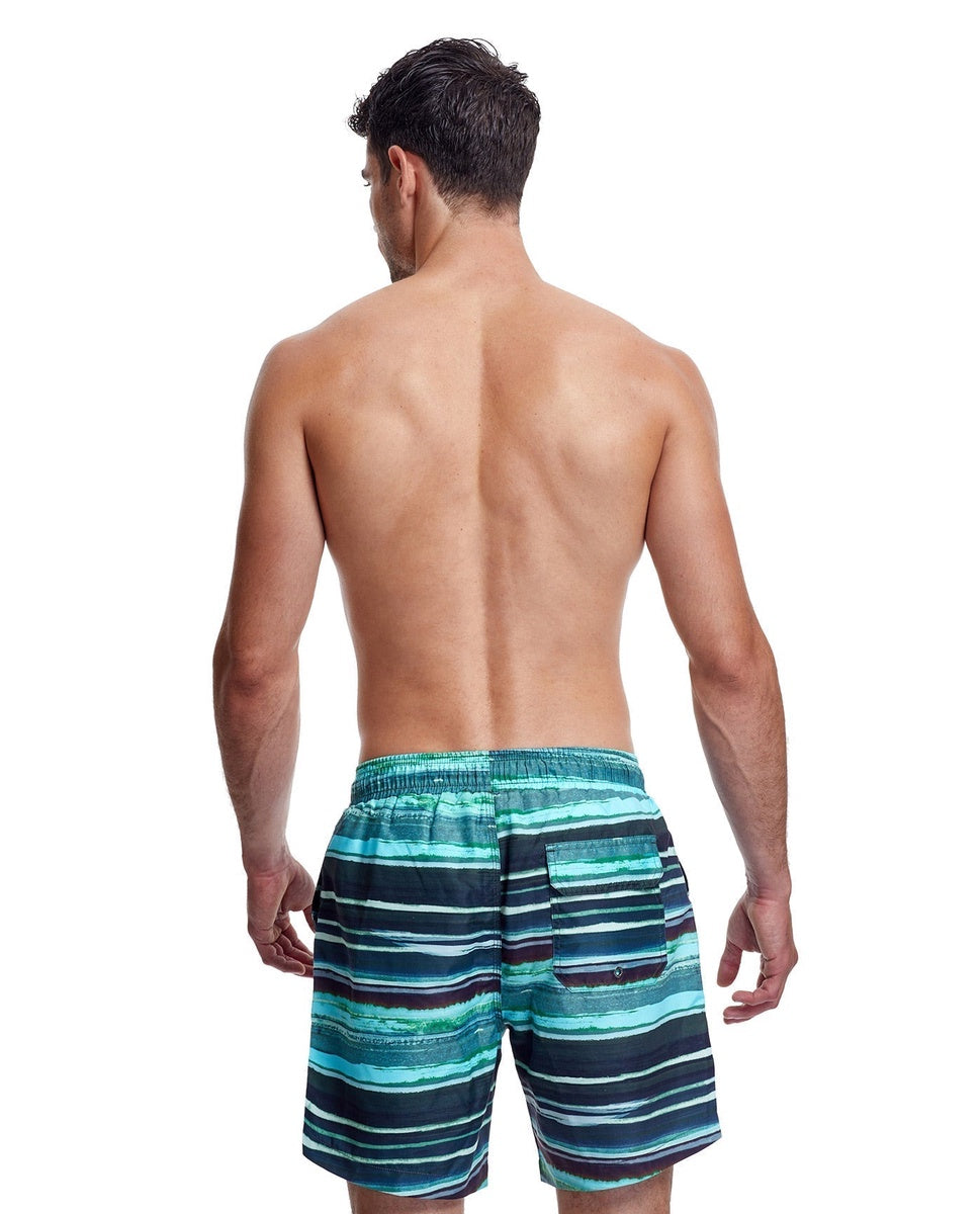  Gottex Men 7-Inch Swim Trunks - GOTTEX MEN ABSTRACT BLUE AND GREEN - Bonton