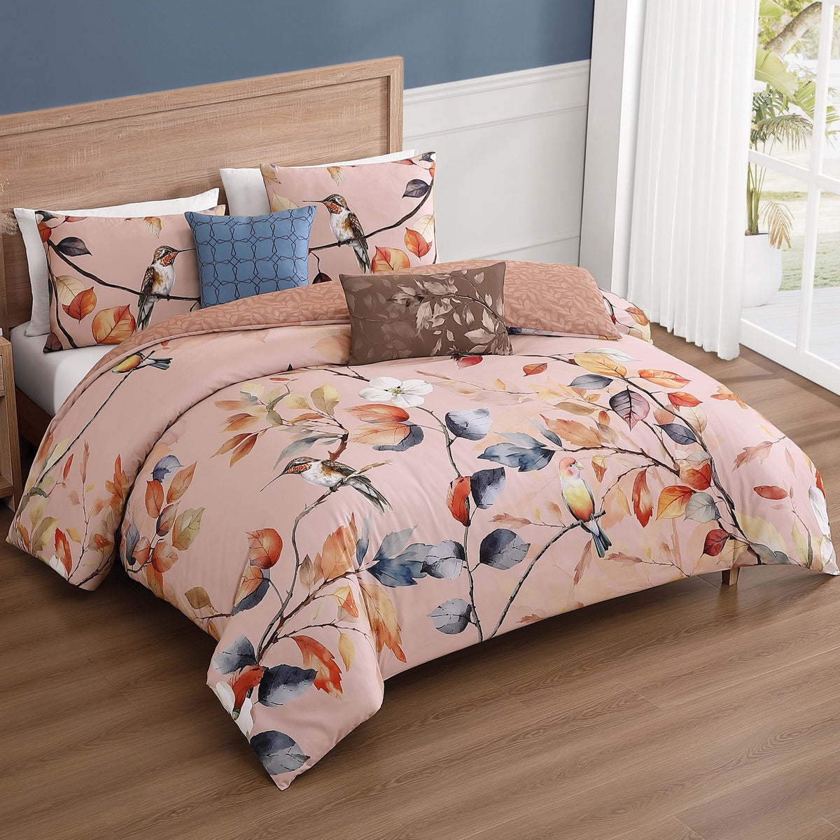  Bebejan Bebejan Peachy Dogwood 5 Piece Reversible Comforter Set - QUEEN - Bonton