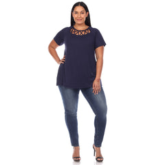 Plus Size Crisscross Cutout Short Sleeve Top