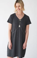 Moxie V-Neck Classic Knee Length T-Shirt Dress